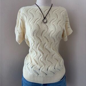 Croft & Barrow Yellow Crochet Knit Sweater Top